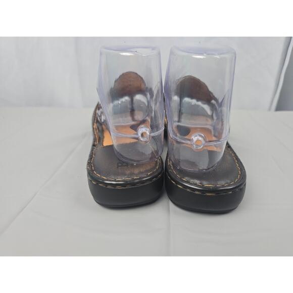 Born Women's Sandal Size 7 Black Leather Thong Slide Woven Mendala Flip Flop - Picture 6 of 11